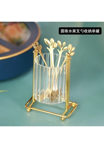 B3--Çatal Tarzı Olmadan Paslanmaz Çelik Cam Depolama Tankı Paslanmaz Çelik Meyve Çatal Seti Modern Ev Mutfak Meyve Çatal Depolama Aracı Chopstick Dinlenme (Yurt Dışından)