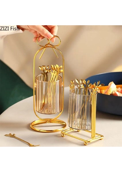 B3--Çatal Tarzı Olmadan Paslanmaz Çelik Cam Depolama Tankı Paslanmaz Çelik Meyve Çatal Seti Modern Ev Mutfak Meyve Çatal Depolama Aracı Chopstick Dinlenme (Yurt Dışından) modelleri