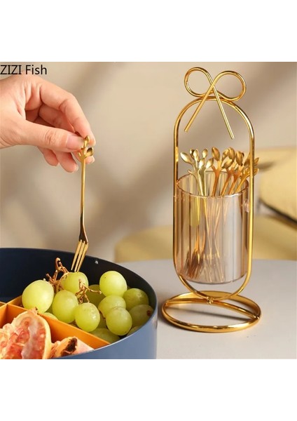 B3--Çatal Tarzı Olmadan Paslanmaz Çelik Cam Depolama Tankı Paslanmaz Çelik Meyve Çatal Seti Modern Ev Mutfak Meyve Çatal Depolama Aracı Chopstick Dinlenme (Yurt Dışından) fırsatları