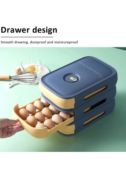 Derin Mavi Tarzı 21X20X7 Yumurta Saklama Kutusu Çekmece Konteyner Tutucu Raf Buzdolabı Organizatör Tepsi Soğutucu Buzdolabı Mutfak Gıda Plastik Kapak Ev Aksesuarları (Yurt Dışından) modelleri