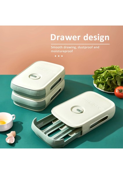 Derin Mavi Tarzı 21X20X7 Yumurta Saklama Kutusu Çekmece Konteyner Tutucu Raf Buzdolabı Organizatör Tepsi Soğutucu Buzdolabı Mutfak Gıda Plastik Kapak Ev Aksesuarları (Yurt Dışından) fırsatları