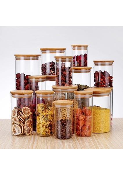 T2 10X12CM Stili Bambu Örtü Kapaklı Cam Kavanoz Kurabiye Mutfak Saklama Kavanozları ve Kapaklı Mason Şeker Baharatlar Cam Konteyner Çeşniler Organizatör (Yurt Dışından) fırsatları