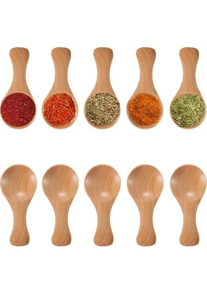 Kısa Sap 10 Paket Küçük Tahta Kaşık, Küçük Reçel, Baharat, Çeşniler, Çeşniler, Şeker, Bal, Kahve Kavanozları Için Mükemmel (Yurt Dışından)