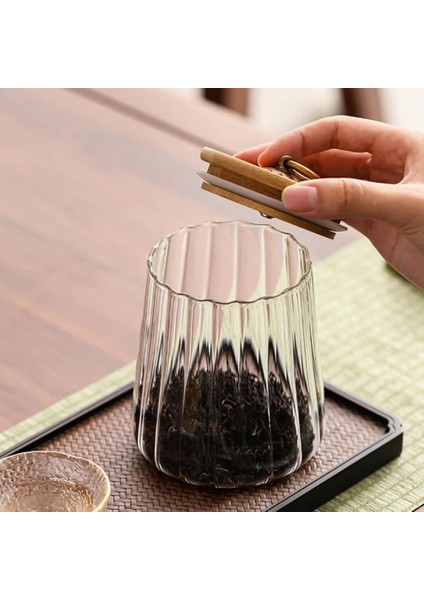 Bir Stil Gıda Konteyner Mutfak Saklama Şişeleri Kavanoz Cam Hava Geçirmez Teneke Kutu Taneler Çay Kahve Çekirdekleri Tahıllar Şeker Kavanozları Ahşap Kapaklı Konteynerler (Yurt Dışından) indirimleri