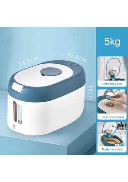 5kg Tarzı 5 kg Mutfak Kabı 10 kg Nano Varil Nem Geçirmez Mühürlü Pirinç Kutusu Ev Gıda Depolama Tankı Köpek Maması Saklama Kutusu (Yurt Dışından)