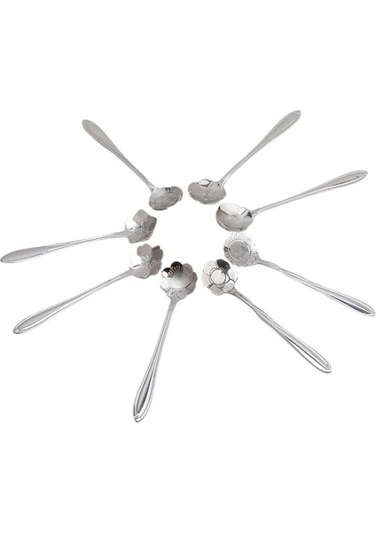 Gümüş Tarzı Et Çiçekler Tasarım Altın Kaşık Uzun Sap Tatlı Çay Kahve Karıştırma Kaşığı Paslanmaz Çelik Eski Çay Kaşığı Içecek Sofra Takımı (Yurt Dışından)