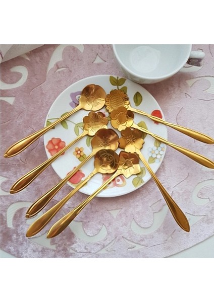 Gümüş Tarzı Et Çiçekler Tasarım Altın Kaşık Uzun Sap Tatlı Çay Kahve Karıştırma Kaşığı Paslanmaz Çelik Eski Çay Kaşığı Içecek Sofra Takımı (Yurt Dışından) fırsatları