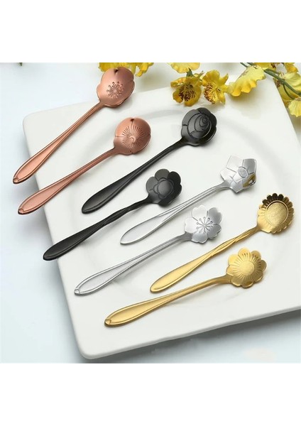 Gümüş Tarzı Et Çiçekler Tasarım Altın Kaşık Uzun Sap Tatlı Çay Kahve Karıştırma Kaşığı Paslanmaz Çelik Eski Çay Kaşığı Içecek Sofra Takımı (Yurt Dışından) indirimleri