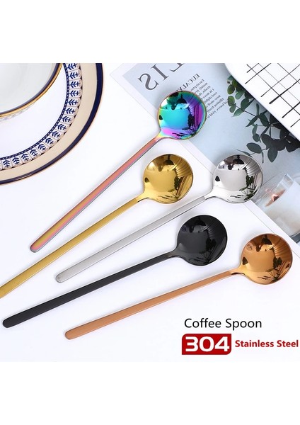 Altın Tarzı 15CM Çay Kahve Kaşığı 15 cm Paslanmaz Çelik Küçük Yuvarlak Ayna Kaşık Ev Mutfak Ofis Otel Restoran Için Şeker Kek Tatlı (Yurt Dışından) fiyatları