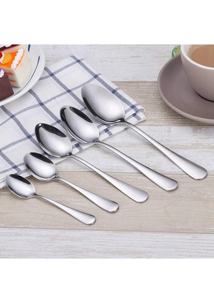 20.5cm Tarzı Paslanmaz Çelik Kahve Çay Kaşığı Yemek Kaşığı Set Dondurma Sundae Çay Kaşığı Tatlı Karıştırma Çorba Yemek Kaşığı Scoo (Yurt Dışından)