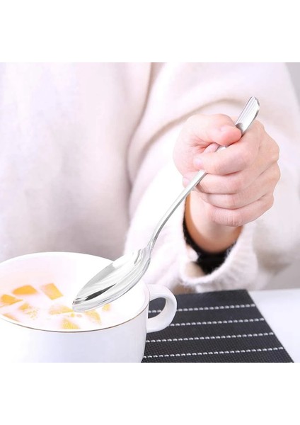 20.5cm Tarzı Paslanmaz Çelik Kahve Çay Kaşığı Yemek Kaşığı Set Dondurma Sundae Çay Kaşığı Tatlı Karıştırma Çorba Yemek Kaşığı Scoo (Yurt Dışından)