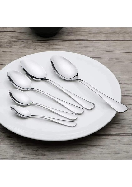 20.5cm Tarzı Paslanmaz Çelik Kahve Çay Kaşığı Yemek Kaşığı Set Dondurma Sundae Çay Kaşığı Tatlı Karıştırma Çorba Yemek Kaşığı Scoo (Yurt Dışından)