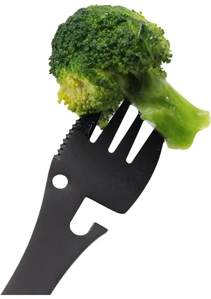 Siyah Stil Kamp Çatal Kaşık Çok Fonksiyonlu Paslanmaz Çelik Çatal Oon Çatal Açık Havada Pişirme Kamp Ekipmanları Yürüyüş Pişirme (Yurt Dışından) modelleri