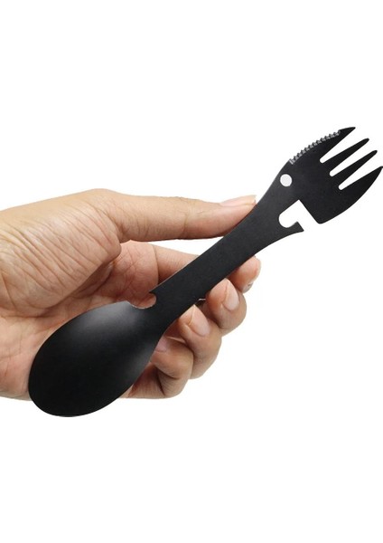 Siyah Stil Kamp Çatal Kaşık Çok Fonksiyonlu Paslanmaz Çelik Çatal Oon Çatal Açık Havada Pişirme Kamp Ekipmanları Yürüyüş Pişirme (Yurt Dışından) indirimleri