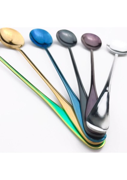 Gökkuşağı Stili Yeni Renkli Buz Kaşığı Kahve Kaşığı Çay Cafe Kepçe Uzun Saplı Kaşık Yemek Takımı Sofra Takımı Kahve Içme Araçları Mutfak 1 Adet (Yurt Dışından) indirimleri