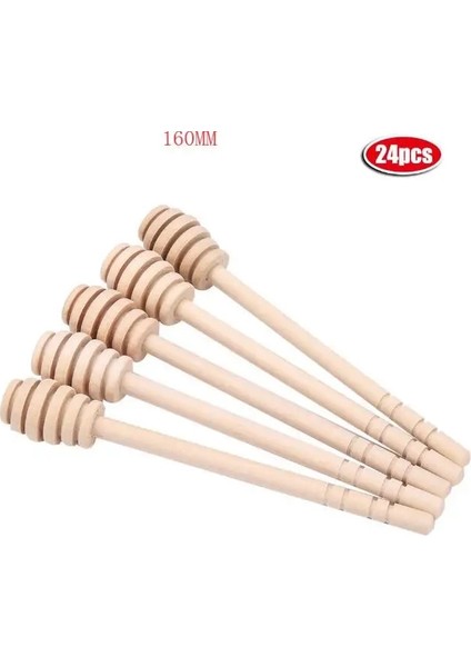 24 Adet 160MM Tarzı Uzun Saplı Ahşap Bal Kaşığı Karıştırma Çubukları Bal Reçeli Için Kepçe Bal Sıkacağı Kahve Süt Çay Dağıtma Mutfak Aletleri (Yurt Dışından)