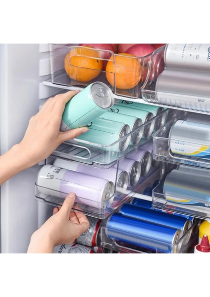 1 Katman Stili 2-Tier Rolling Şeffaf Buzdolabı Organizatör Kovaları Soda Olabilir Içecek Şişe Tutucu Buzdolabı Mutfak Depolama Raf Konteyner (Yurt Dışından)