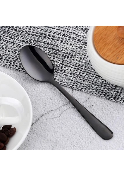 Siyah-1 Adet Tarzı 1 Adet Mini Çay Kaşığı Paslanmaz Çelik Çatal Seti Benzersiz Gökkuşağı Tatlı Kaşığı Altın Çay Kaşığı Küçük Kahve Kaşığı Kaşık (Yurt Dışından)