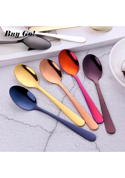 Siyah-1 Adet Tarzı 1 Adet Mini Çay Kaşığı Paslanmaz Çelik Çatal Seti Benzersiz Gökkuşağı Tatlı Kaşığı Altın Çay Kaşığı Küçük Kahve Kaşığı Kaşık (Yurt Dışından) modelleri