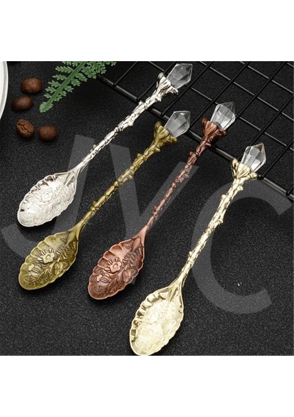 Yeşil Patine Tarzı 1 Adet Vintage Kahve Kaşığı Oyma Çiçek Çay Kaşığı Kristal Süt Kaşığı Dondurma Şekerli Kek Kaşığı Mutfak Aksesuarları (Yurt Dışından) modelleri