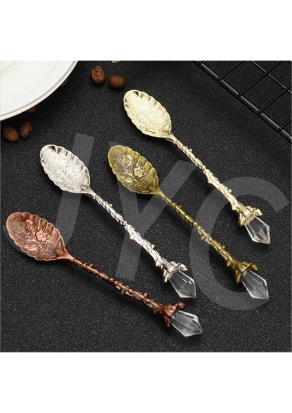 Yeşil Patine Tarzı 1 Adet Vintage Kahve Kaşığı Oyma Çiçek Çay Kaşığı Kristal Süt Kaşığı Dondurma Şekerli Kek Kaşığı Mutfak Aksesuarları (Yurt Dışından) fırsatları