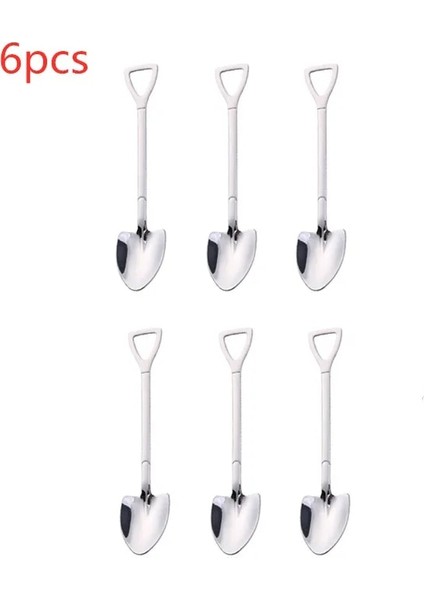 Gümüş 6A Stili Ovel Kaşık Paslanmaz Çelik Çay Kaşığı Dondurma Için Yaratıcı Kahve Kaşığı Tatlı Kaşık Sofra Çatal Bıçak Seti (Yurt Dışından)