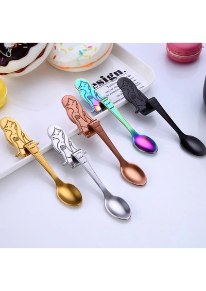Renkli Stil 1 Adet Renkli Denizkızı Kaşık Yaratıcı Süt Kahve Kaşık Paslanmaz Çelik Dondurma Şeker Tatlı Kaşık Çay Kaşığı Yemek Sofra (Yurt Dışından) modelleri