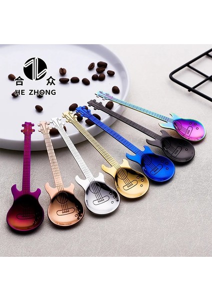Kedi 04 Stili M Beden Paslanmaz Çelik Gitar Şekilli Aşk Kahve Kaşığı Çay Kaşığı Çocuk Kaşığı Yeni Güzel 7 Renk Kahve Çay Kullanımı Mutfak Kaşığı (Yurt Dışından)
