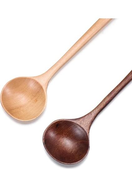 Yeni 2 Stil 1 Adet Ahşap Uzun Saplı Kaşık Yuvarlak Doğal Katı Ahşap Çorba Kaşık Tatlı Lapası Çay Kahve Kaşığı Sofra Mutfak Gereçleri (Yurt Dışından)
