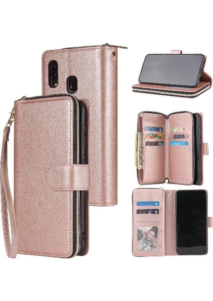 Samsung Galaxy A30/A20 Flip Kapak Kart Tutucu Fermuar Cep Vaka (Yurt Dışından)