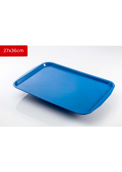 1 Adet - 27X36CM Mavi Plastik Servis Tepsisi