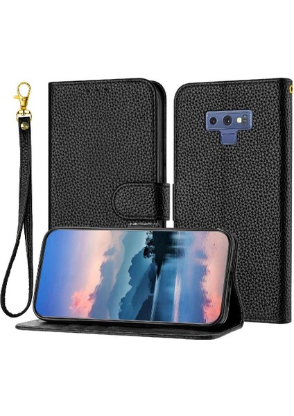 Samsung Galaxy Not 9 Için Telefon Kılıfı Litchi Desen Kart Yuvaları Tutucu Flip (Yurt Dışından)