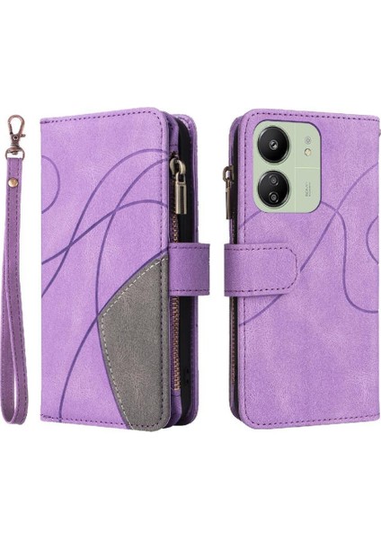 Xiaomi Redmi 13C Iki Renkli Dikiş ile Kickstand Koruyucu Kılıf (Yurt Dışından)