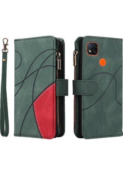 Kart Yuvası Standı Iki Renkli Dikiş Dokuz ile Xiaomi Redmi 9c Için Kılıf (Yurt Dışından)
