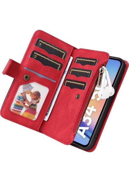 Kart Yuvası Standı Fermuar Cüzdan Tarzı ile Samsung Galaxy A34 5g Için Kılıf (Yurt Dışından)