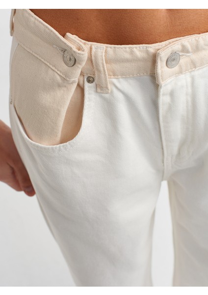 71443 Kemer Bölümü Ekru Beyaz Denim Pantolon-Beyaz fırsatları
