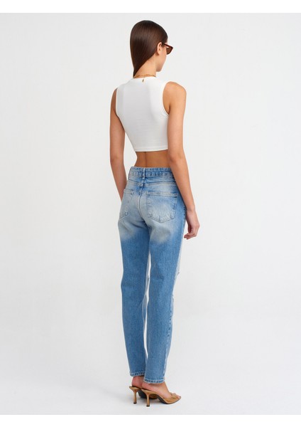 71440 Düşükbel Comfort Likra Denim Pantolon-Mavi fiyatları