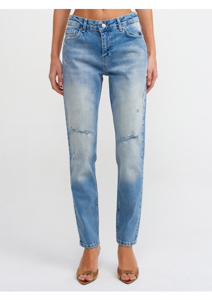 71440 Düşükbel Comfort Likra Denim Pantolon-Mavi modelleri