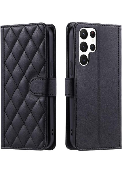 Samsung Galaxy S24 Ultra El Kayışı Kart Yuvaları Tutucu Flip Için Telefon Kılıfı (Yurt Dışından)