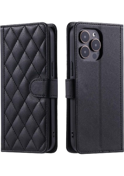 Telefon Kılıfı Için iphone 15 Pro Manyetik El Kayışı Flip Folio Cüzdan Kart (Yurt Dışından)