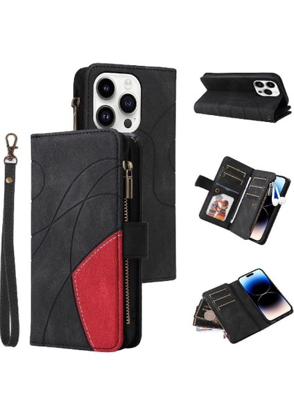 IPhone 15 Için Kılıf Pro Dokuz Kart Yuvaları ile Fermuar Cüzdan Tarzı Kickstand (Yurt Dışından)