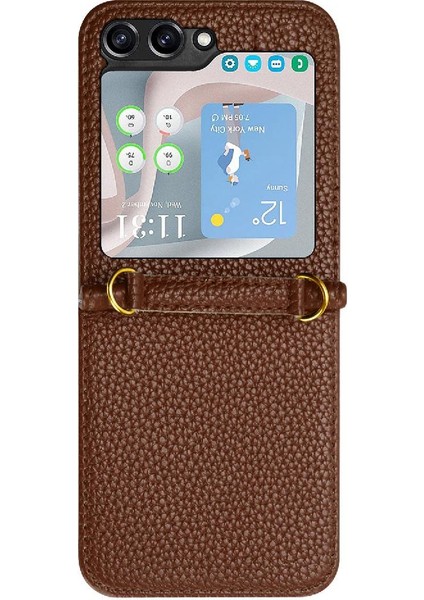 Telefon Kılıfı Için Samsung Galaxy Z Flip 5 Cüzdan Flip Folio Litchi Desen Pu (Yurt Dışından) modelleri