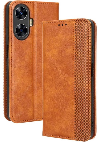 Realme C55 4g Cüzdan Manyetik Kapatma Pu Deri Için Kılıf (Yurt Dışından)