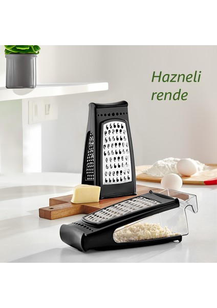 L-667 Idea Paslanmaz Çelik Çift Taraflı Hazneli Rende-Dilimleyici Doğrayıcı Siyah