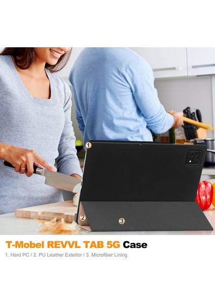 T-Mobel Revvl Tab 5g Folio Kılıf Çok Açılı Standlı Ince Hafif Koruyucu Kapak (Yurt Dışından)