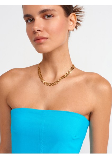 90758 Straplez Elbise-Aqua fırsatları