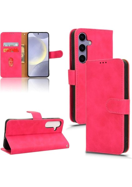 Kart Tutucu Kickstand Deri Folio Flip ile Samsung Galaxy S24 Için Kılıf (Yurt Dışından)