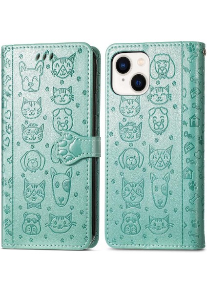 Iphone 14 Için Kılıf Artı Darbeye Karikatür Hayvanlar Deri Kılıf Flip (Yurt Dışından)