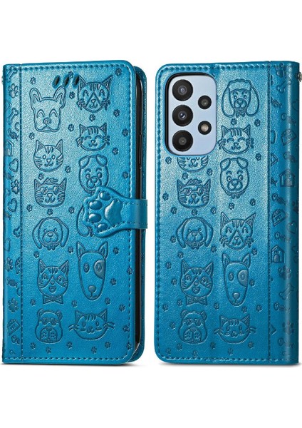 Samsung Galaxy A23 Kılıf Için Kılıf Kısa Kayış Karikatür Hayvanlar Flip (Yurt Dışından)