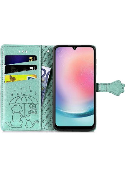 BDT Boutique Samsung Galaxy A24 4g Için Kılıf Kısa Kayış Deri Kılıf Karikatür Hayvanlar (Yurt Dışından)